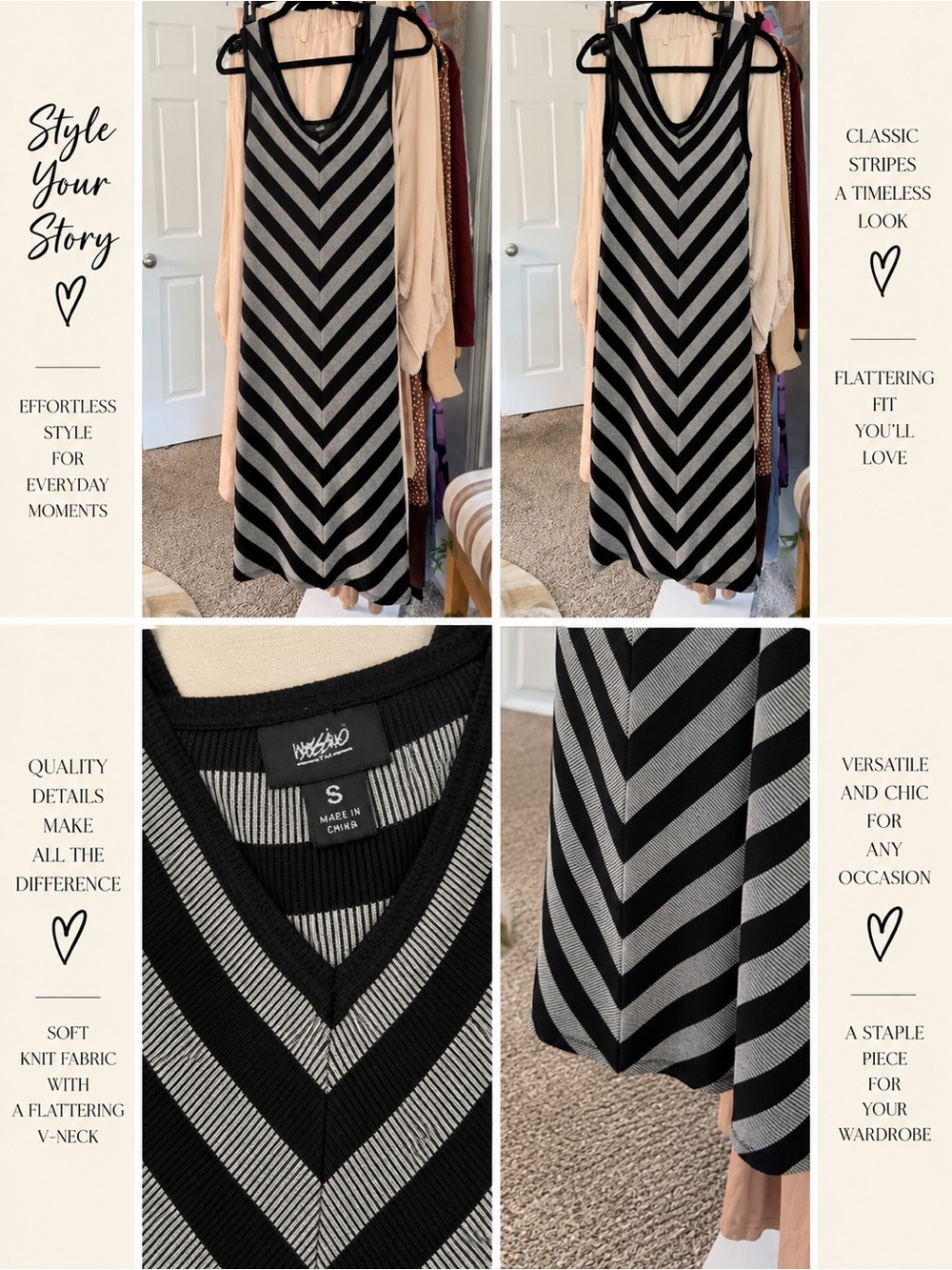 Woolrich Black & Gray Chevron V‑Neck Maxi Skirt